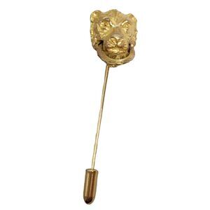 Mimi Gold-Tone Lion Door Knocker Lapel Stick Pin, Signed